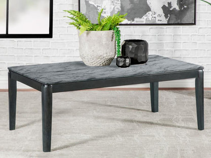 Mozzi - Rectangular Coffee Table Faux Marble - Gray And Black