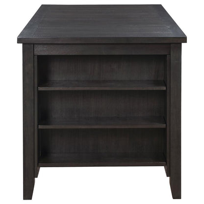 Elliston - Rectangular Counter Height Dining Table With Storage Shelves - Dark Grey