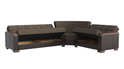 Ottomanson Armada X - Convertible Sectional With Storage - Gray Brown & Dark Brown