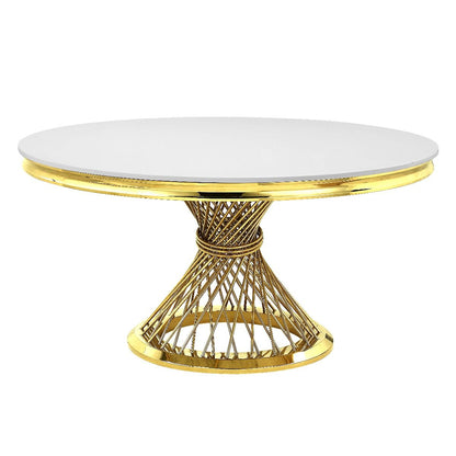 Fallon - Dining Table - Faux Marble Top & Mirrored Gold Finish